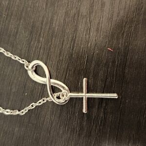 Silver Infinity and Cross Pendant Necklace